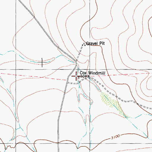 Topographic Map of Cox Windmill, TX