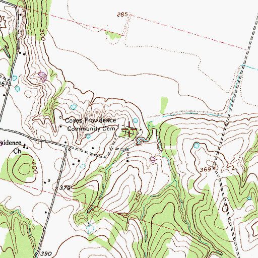 Topographic Map of Coxes Providence Community Cemetery, TX