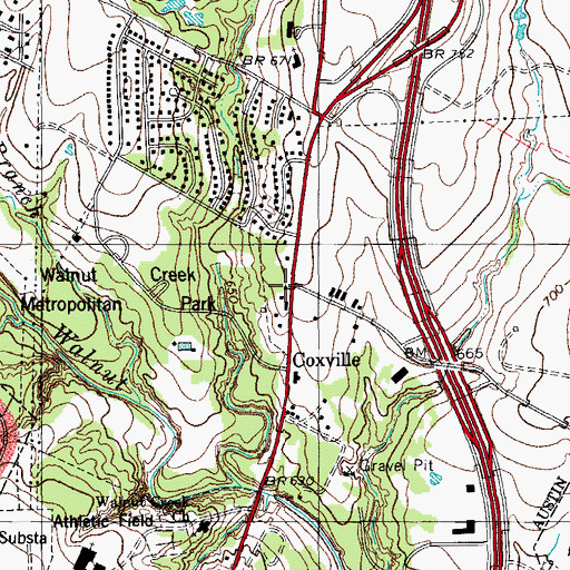 Topographic Map of Coxville, TX