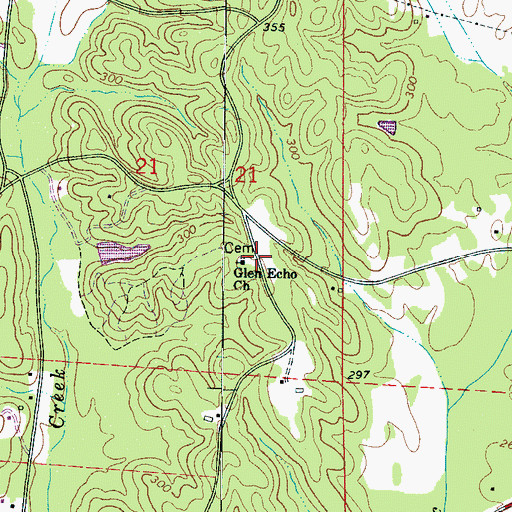 Topographic Map of Glen Echo School (historical), AL