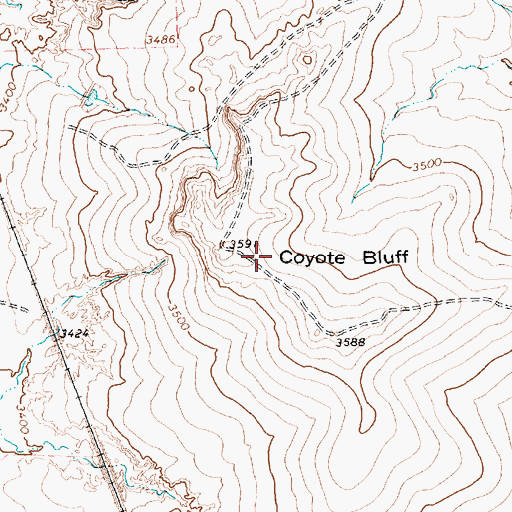 Topographic Map of Coyote Bluff, TX