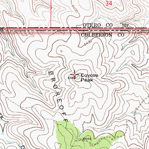 Topographic Map of Coyote Peak, TX