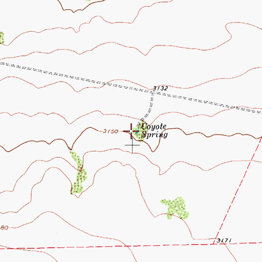 Topographic Map of Coyote Spring, TX