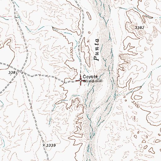 Topographic Map of Coyote Windmill, TX