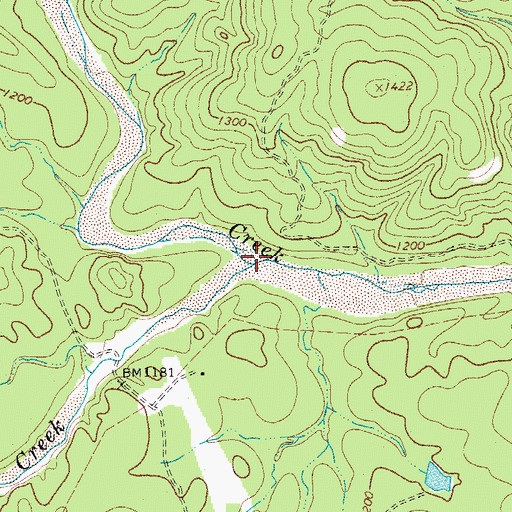 Topographic Map of Crabapple Creek, TX