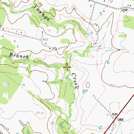 Topographic Map of Crabs Branch, TX