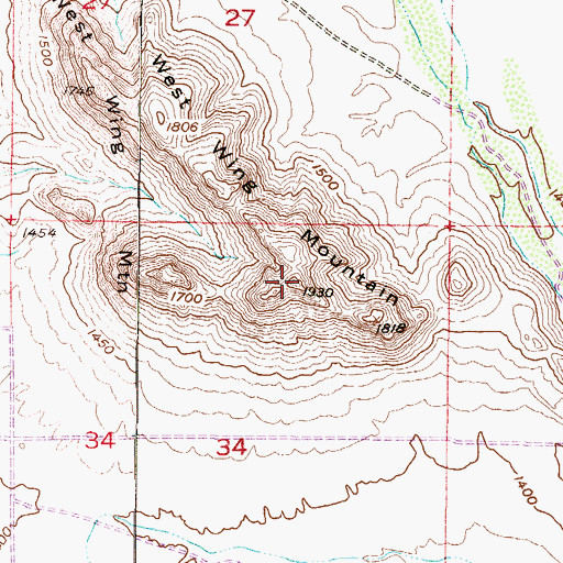 Topographic Map of West Wing Mountain, AZ