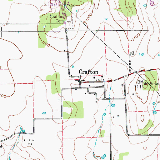 Topographic Map of Crafton, TX