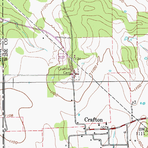 Topographic Map of Crafton Cemetery, TX