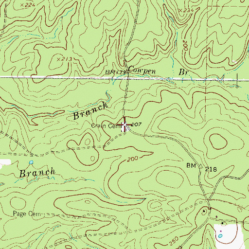 Topographic Map of Crain Cemetery, TX