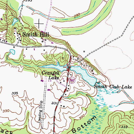 Topographic Map of Cranfell Lake, TX