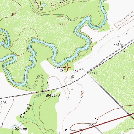 Topographic Map of Crawford Cemetery, TX