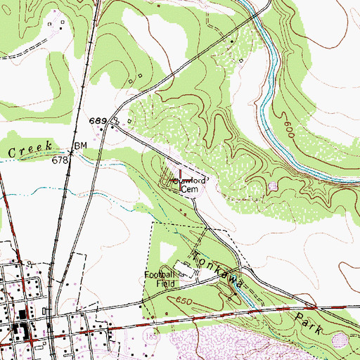 Topographic Map of Crawford Cemetery, TX
