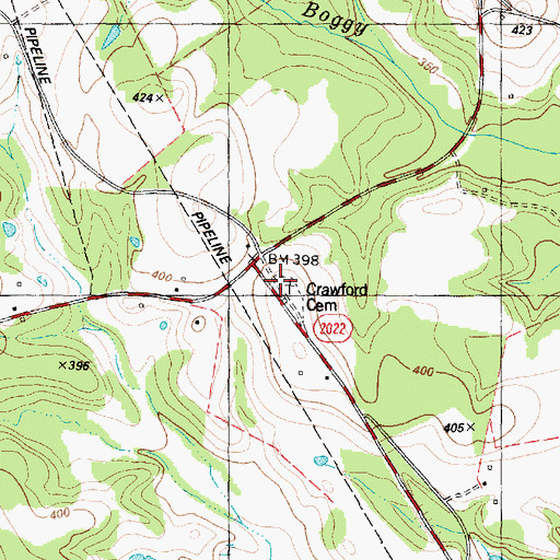 Topographic Map of Crawford Cemetery, TX