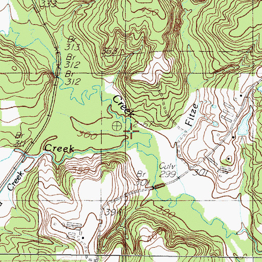 Topographic Map of Crawford Creek, TX