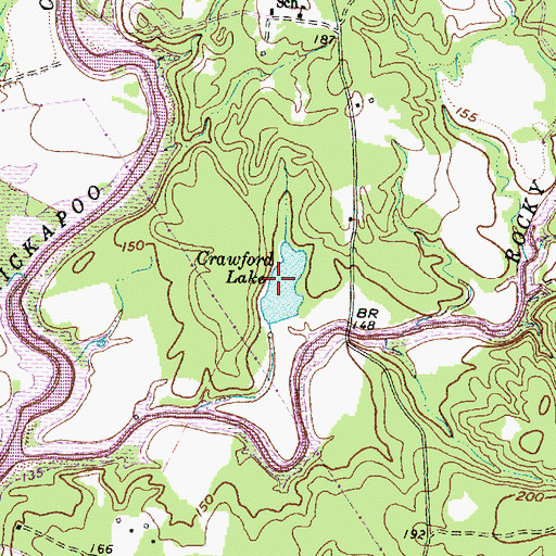 Topographic Map of Crawford Lake, TX