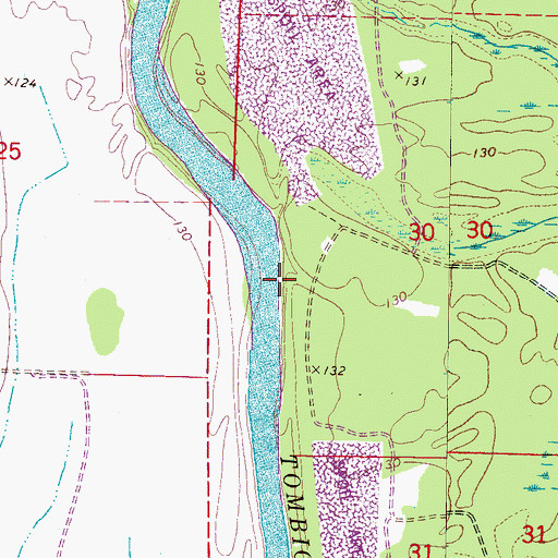 Topographic Map of Grims Landing (historical), AL