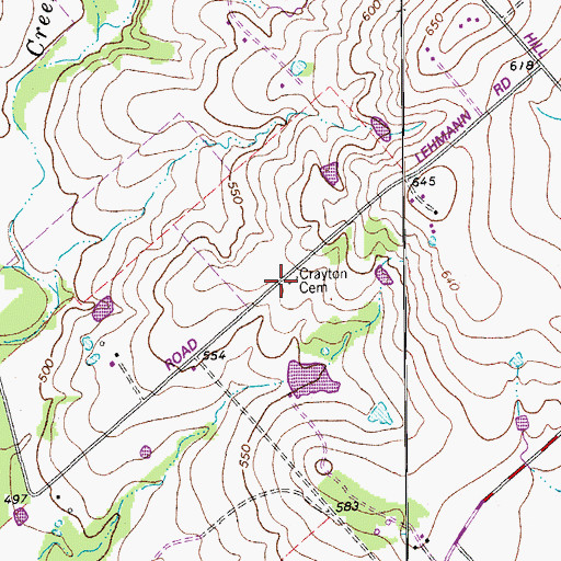 Topographic Map of Crayton Cemetery, TX