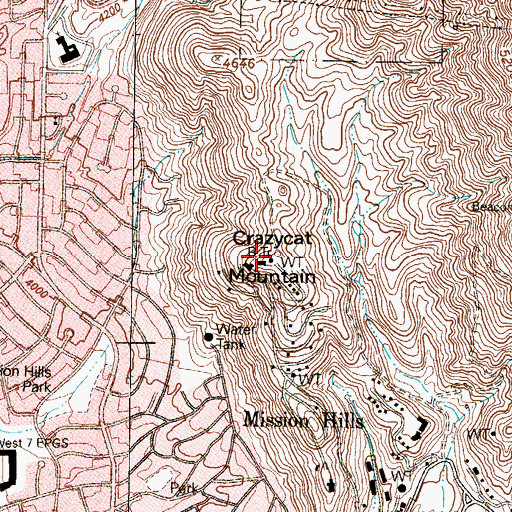 Topographic Map of Crazycat Mountain, TX