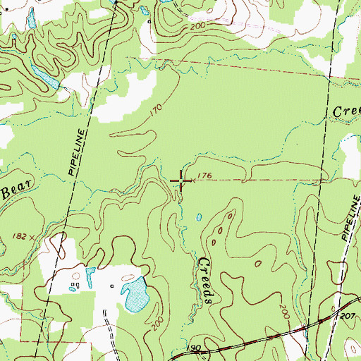 Topographic Map of Creeds Creek, TX