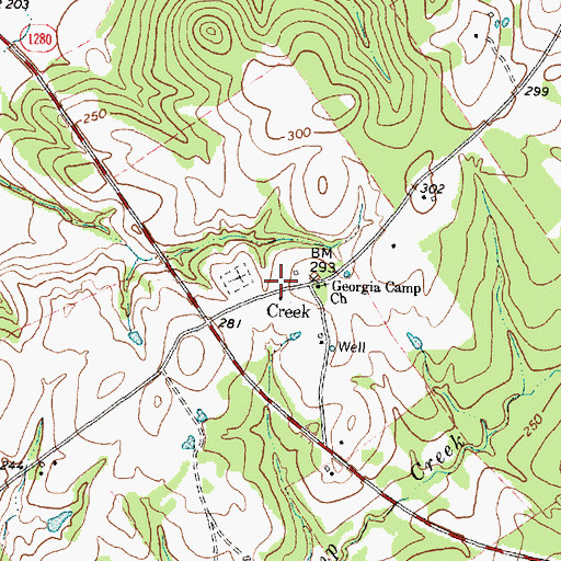 Topographic Map of Creek, TX