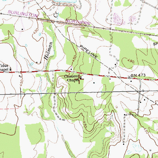 Topographic Map of Crescent Chapel, TX
