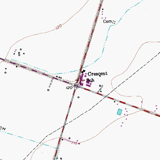 Topographic Map of Crescent School, TX