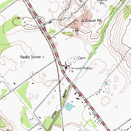 Topographic Map of Crescent Valley Church, TX
