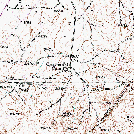 Topographic Map of Creslenn Camp, TX