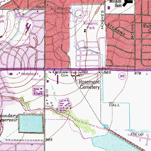 Topographic Map of Crestview Cemetery, TX