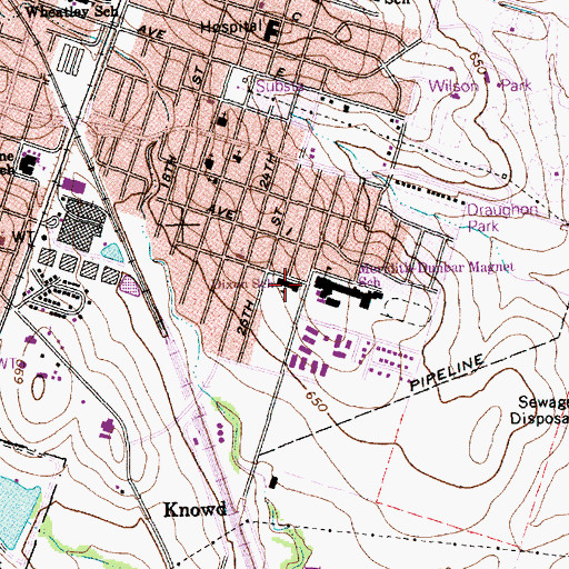 Topographic Map of Crestview School, TX