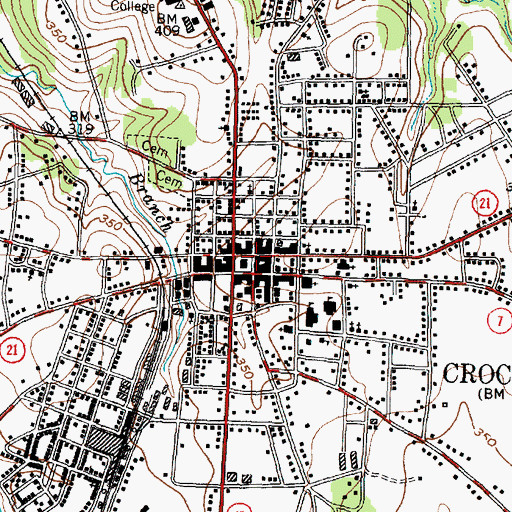 Topographic Map of Crockett, TX