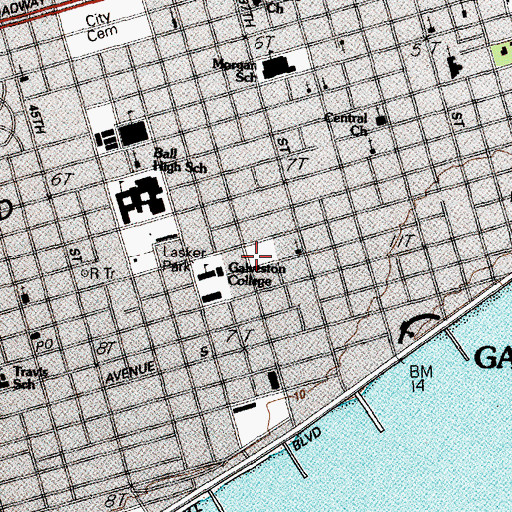Topographic Map of Crockett School, TX