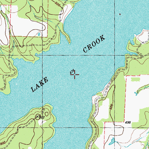 Topographic Map of Lake Crook, TX
