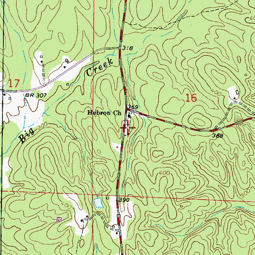 Topographic Map of Hebron Church Cemetery, AL