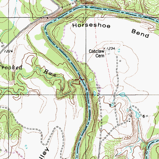 Topographic Map of Crooked Run, TX
