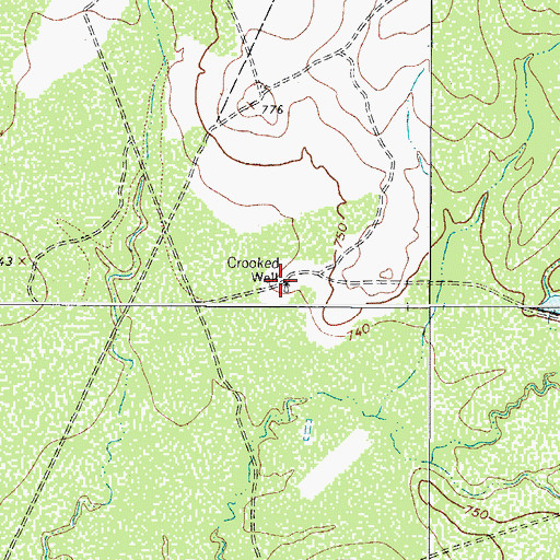 Topographic Map of Crooked Well, TX