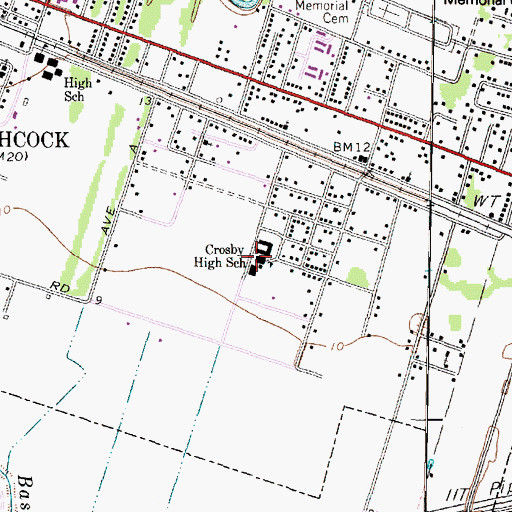 Topographic Map of Crosby High School, TX