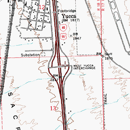 Topographic Map of West Yucca Interchange, AZ