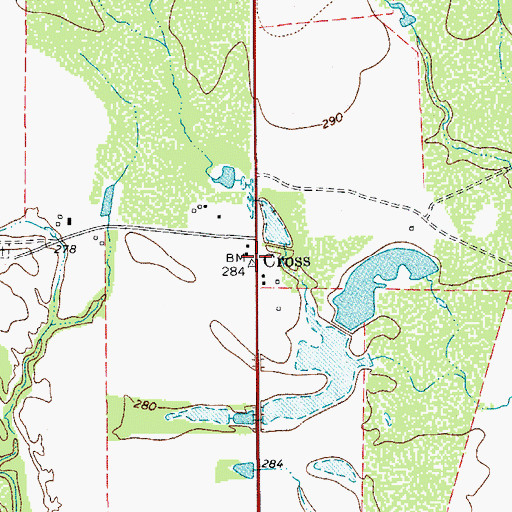Topographic Map of Cross, TX
