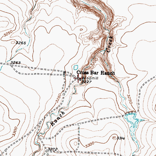 Topographic Map of Cross Bar Ranch, TX