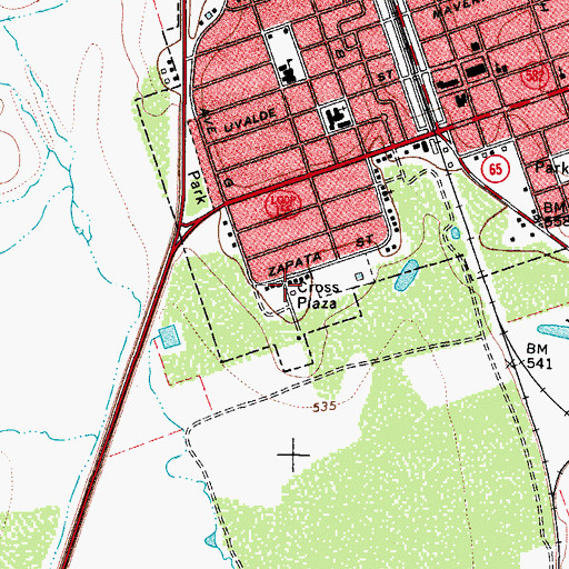 Topographic Map of Cross Plaza, TX