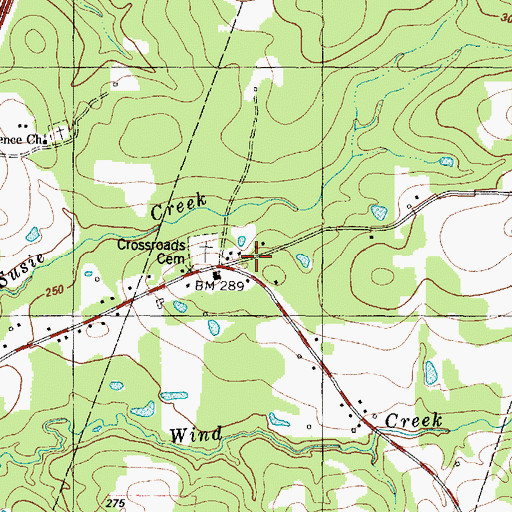 Topographic Map of Crossroads Church, TX