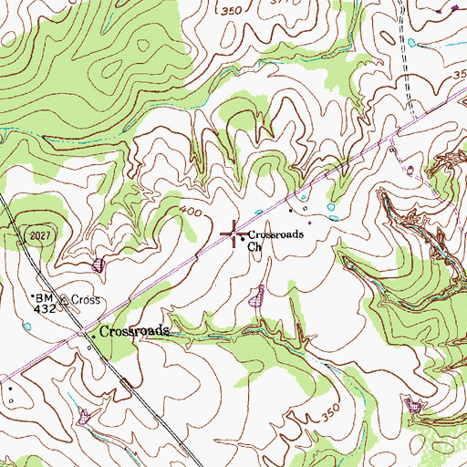 Topographic Map of Crossroads Church, TX