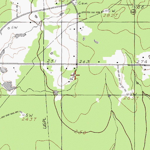 Topographic Map of Crossroads School, TX