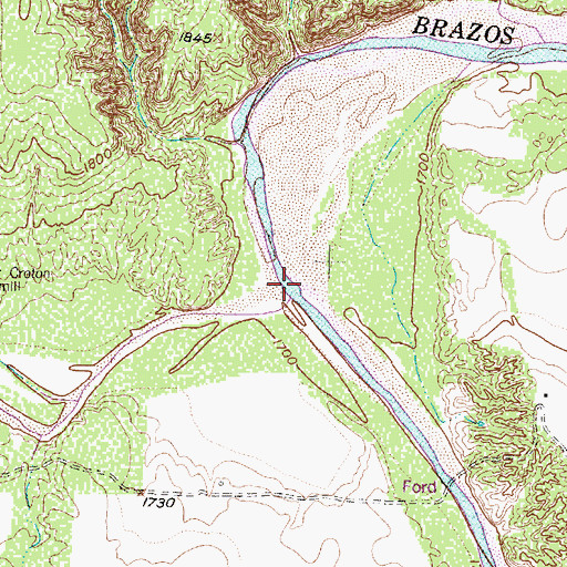 Topographic Map of Croton Creek, TX