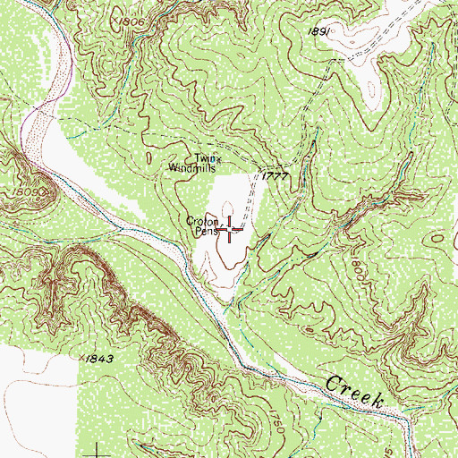 Topographic Map of Croton Pens, TX