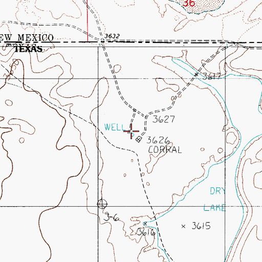 Topographic Map of Crow Spring, TX