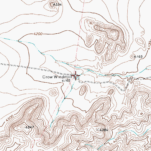 Topographic Map of Crow Windmill, TX