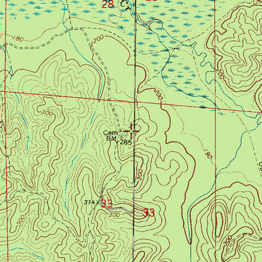 Topographic Map of Hopewell Hill Cemetery, AL